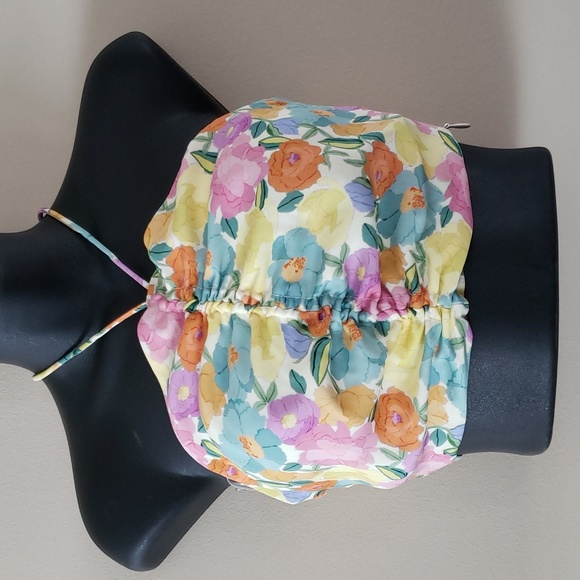 ZARA Floral ruched halter top - Picture 2 of 13